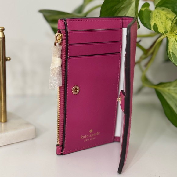 🌷NWT ♠️ kate spade ♠️ Juliette Slim Bifold Wallet - Pebbled - Nouveau Rose Pink - Picture 5 of 8